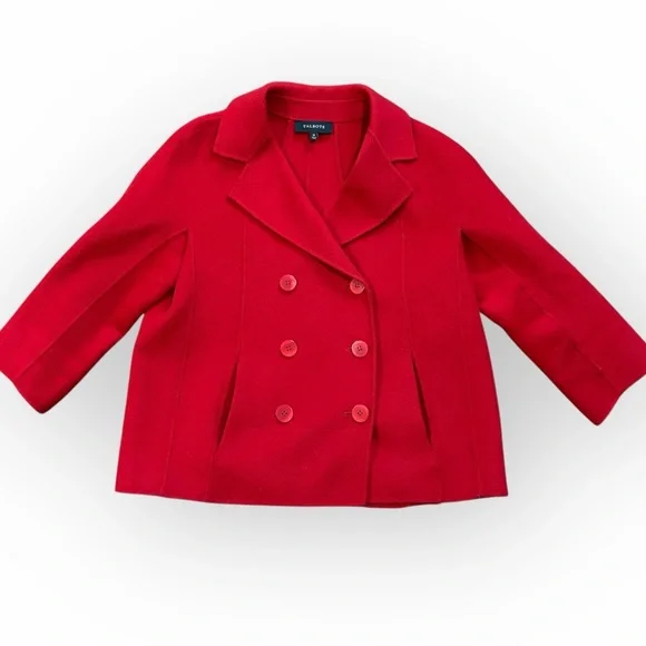 Talbots Red Wool Blend Lightweight Coat Jacket‎ Double Breasted Size 10 - Picture 8 of 14